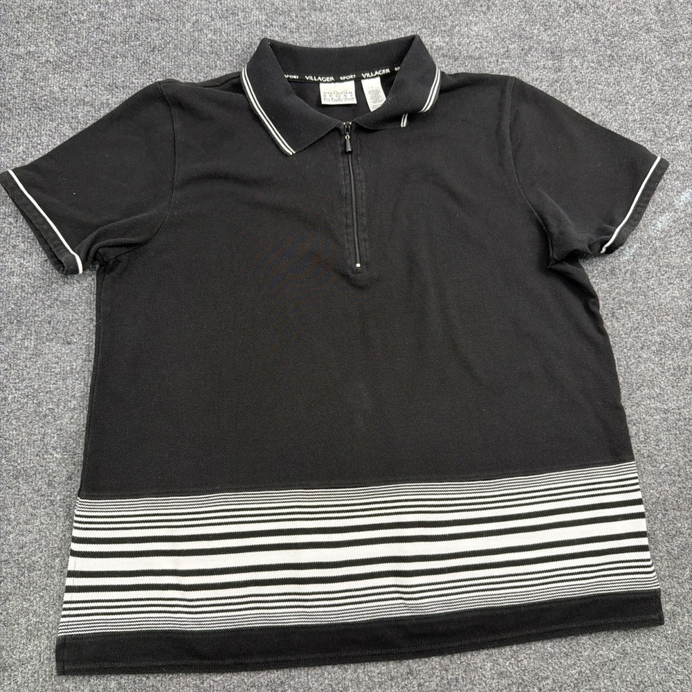 VTG Liz Claiborne Villager Sport Women's Quarter Zip Polo Short Sleeve 1/XL Tee